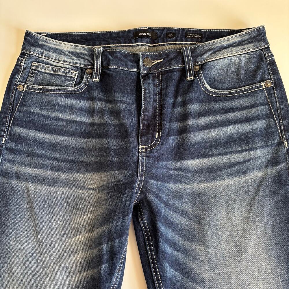 Miss Me Signature Ankle Skinny Jeans Women’s 32 Y2K Retro Mid Rise Waist Cotton - Picture 2 of 9